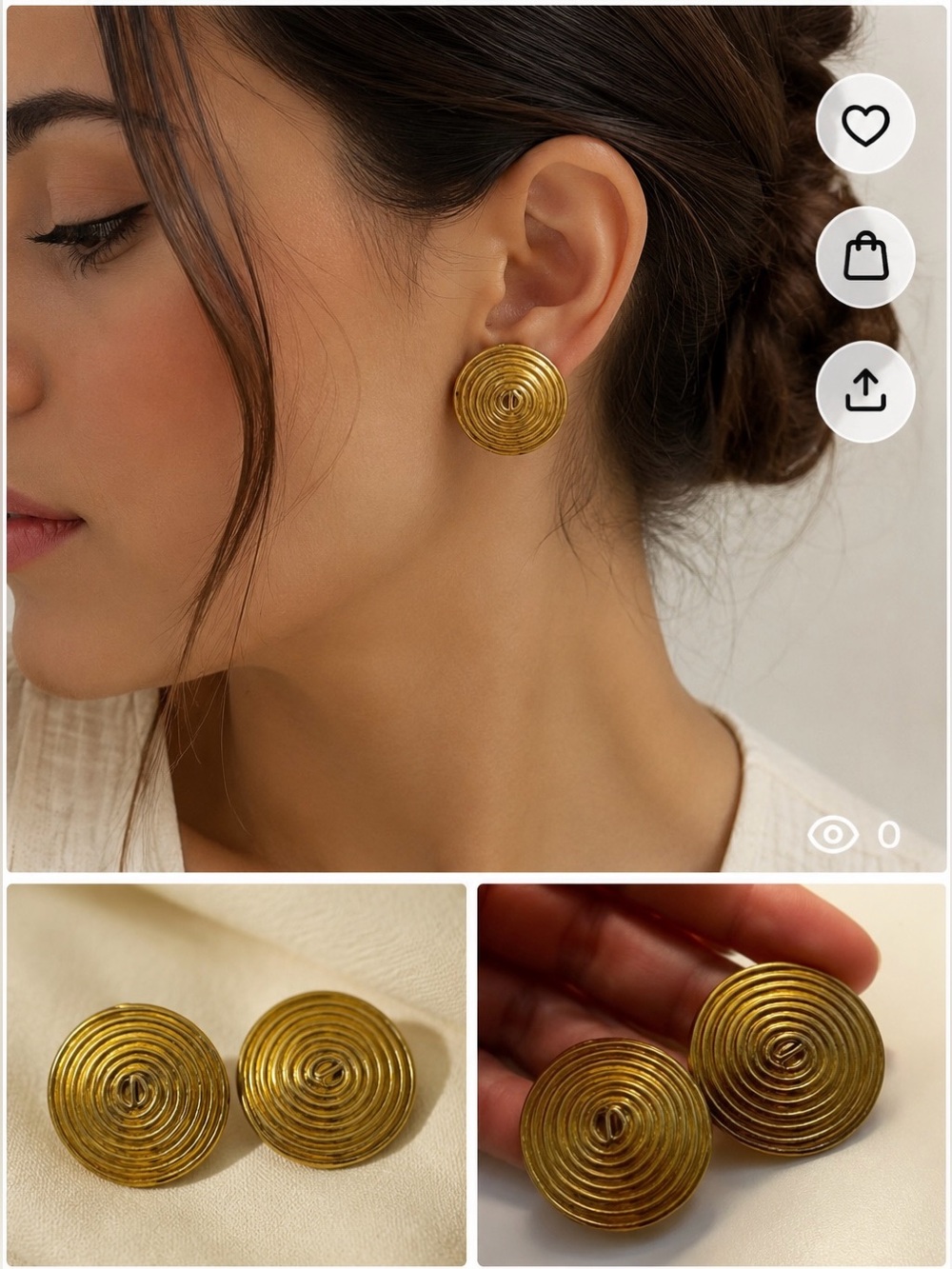 Vintage Vendome Gold Tone Spiral Statement Earrings
